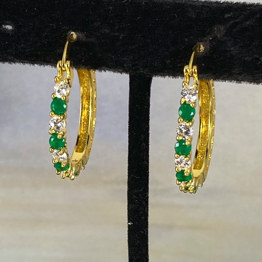 18 Karat Gold Plated Cz Hoop Earrings